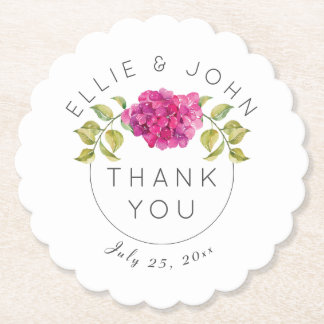 Wedding Favor Hot Pink Hydrangea Kartonnen Onderzetters