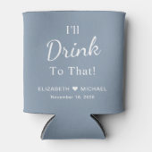 Wedding Favor Monogrammed Dusty Blue Blikjeskoeler (Voorkant)