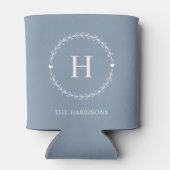 Wedding Favor Monogrammed Dusty Blue Blikjeskoeler (Achterkant)