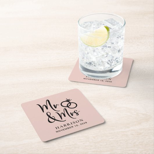 Wedding Favor Mr. Blush Kartonnen Onderzetters (Insitu)