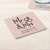 Wedding Favor Mr. Blush Kartonnen Onderzetters (Schuin)