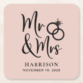 Wedding Favor Mr. Blush Kartonnen Onderzetters (Voorkant)