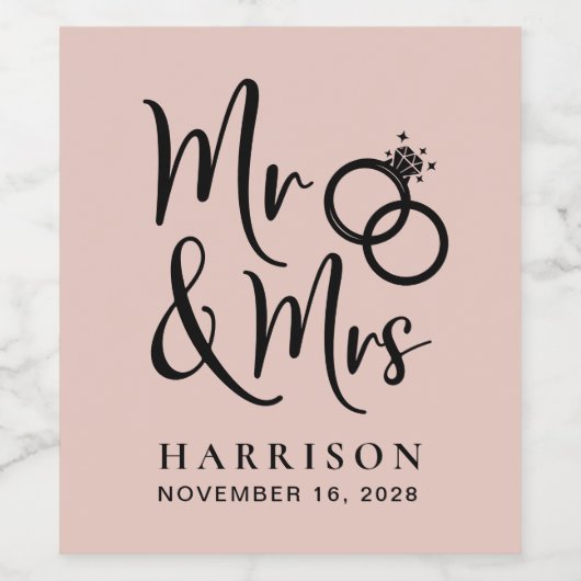 Wedding Favor Mr. Blush Wijn Etiket (Enkel label)