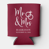 Wedding Favor Mr en Mrs Burgundy Blikjeskoeler (Voorkant)