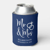 Wedding Favor Mr. en Mrs Navy Blue Blikjeskoeler (Blikje Voorkant)