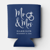 Wedding Favor Mr. en Mrs Navy Blue Blikjeskoeler (Achterkant)