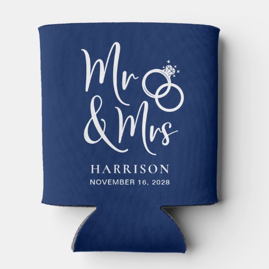 Wedding Favor Mr. en Mrs Navy Blue Blikjeskoeler (Achterkant)