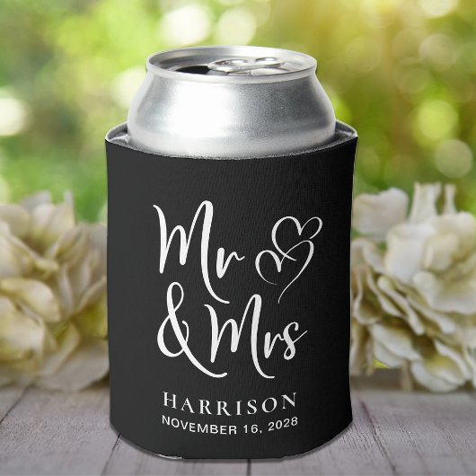 Wedding Favor Mr. Mrs Black Blikjeskoeler