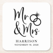 Wedding Favor Mr. Mrs. Kartonnen Onderzetters (Voorkant)