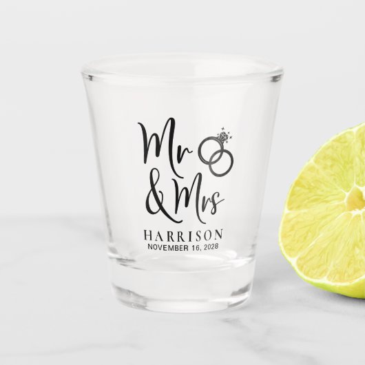 Wedding Favor Mr. Mrs. Shot Glas (Voorkant)
