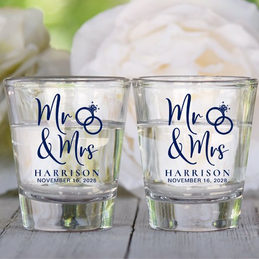 Wedding Favor Mrs Navy Shot Glas