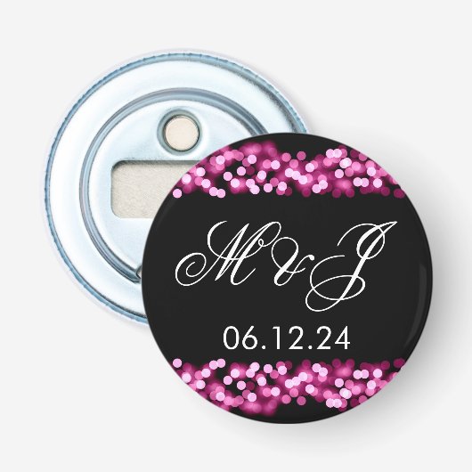 Wedding Favor Pink Hollywood Glam Button Flesopener (Voorkant)