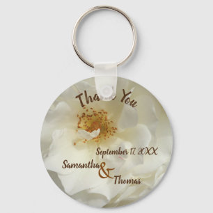 Wedding Favor Pretty White Rose Photo Floral Guest Sleutelhanger