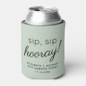 Wedding Favor Sip Sip Hooray Sage Green Blikjeskoeler (Blikje Voorkant)