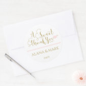 WEDDING FAVOR STICKER: "Een zoete dank." Ronde Sticker (Envelop)