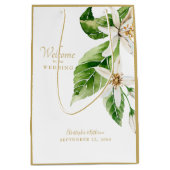 Wedding Favor Welcome Names White Floral Medium Cadeauzakje (Voorkant)