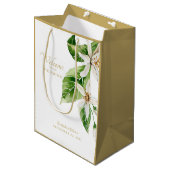 Wedding Favor Welcome Names White Floral Medium Cadeauzakje (Voorkant Gekanteld)