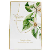 Wedding Favor Welcome Names White Floral Medium Cadeauzakje (Achterkant)