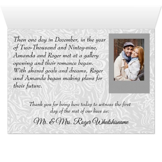 Wedding Favors met Couple's verhaal (Binenzijde Horizontaal (Onderkant))