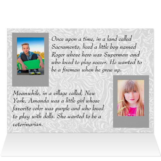 Wedding Favors met Couple's verhaal (Binnen Horizontaal (Boven))