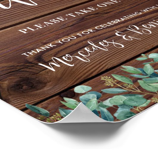 Wedding Favors Rustic Wood Greenery String Lights Poster (Hoek)