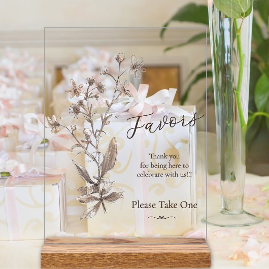 Wedding Favors Sign Rustiek Elegant Wildflowers Acryl Bord