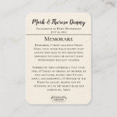 Wedding Favors St. Charles Memorare Heilige Kaart Visitekaartje (Achterkant)