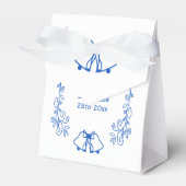 Wedding Favour Box Blue Sapphire Bells Scrollwork Bedankdoosjes (Voorkant Zijde)