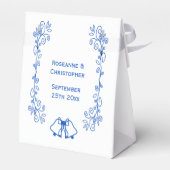 Wedding Favour Box Blue Sapphire Bells Scrollwork Bedankdoosjes (Achterkant)
