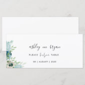 Wedding Find Your Table Dusty Blue Floral Card Programmakaart (Voorkant / Achterkant)