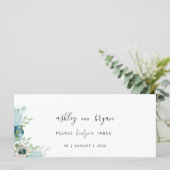 Wedding Find Your Table Dusty Blue Floral Card Programmakaart (Staand voorkant)