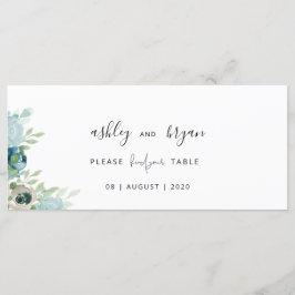 Wedding Find Your Table Dusty Blue Floral Card Programmakaart