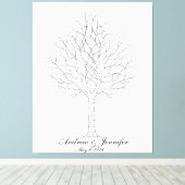Wedding Fingerprint Tree Guest Book Alternative Canvas Afdruk (Insitu (Houten vloer))