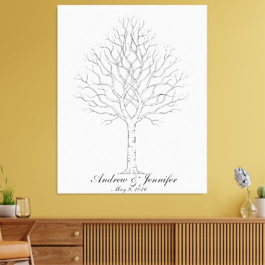 Wedding Fingerprint Tree Guest Book Alternative Canvas Afdruk (Insitu (Woonkamer))