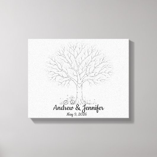 Wedding Fingerprint Tree Guest Book Alternative Canvas Afdruk (Voorkant)