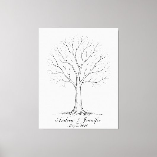 Wedding Fingerprint Tree Guest Book Alternative Canvas Afdruk (Voorkant)