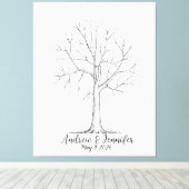 Wedding Fingerprint Tree Guest Book Alternative Canvas Afdruk (Insitu (Houten vloer))
