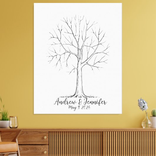 Wedding Fingerprint Tree Guest Book Alternative Canvas Afdruk (Insitu (Woonkamer))