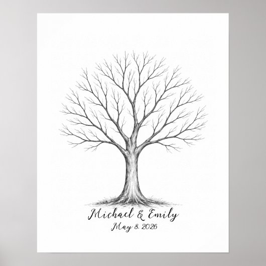 Wedding Fingerprint Tree Guest Book Alternative Poster (Voorkant)