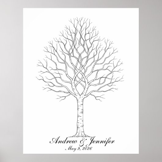 Wedding Fingerprint Tree Guest Book Alternative Poster (Voorkant)
