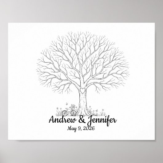 Wedding Fingerprint Tree Guest Book Alternative Poster (Voorkant)