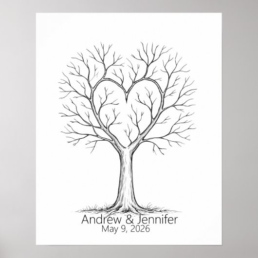 Wedding Fingerprint Tree Guest Book Alternative Poster (Voorkant)