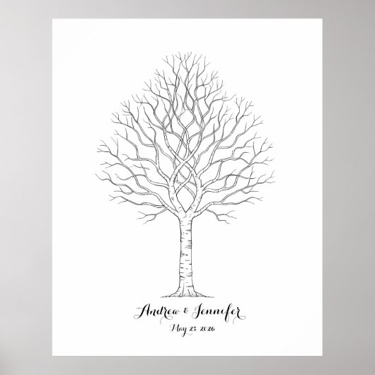 Wedding Fingerprint Tree Guest Book Alternative Poster (Voorkant)