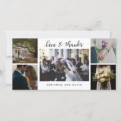 Wedding Five Photos Forever Thankful Script Bedankkaart (Voorkant)