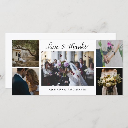 Wedding Five Photos Forever Thankful Script Bedankkaart (Voorkant / Achterkant)