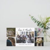 Wedding Five Photos Forever Thankful Script Bedankkaart (Staand voorkant)