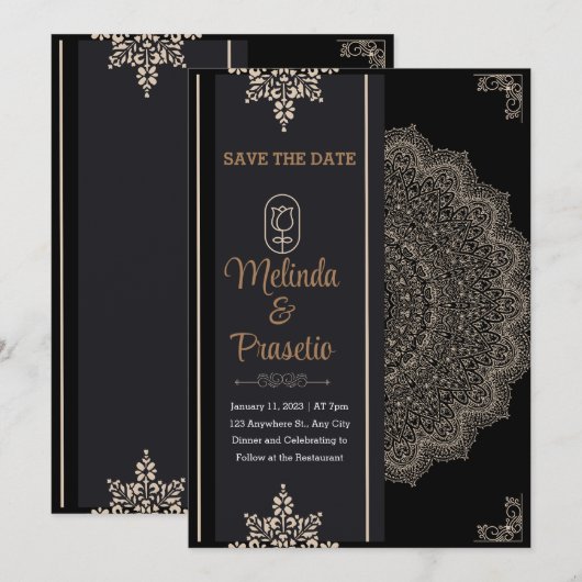 Wedding Flat Invitation Kaart, formaat: 5 x 7 inch Kaart (Voorkant / Achterkant)