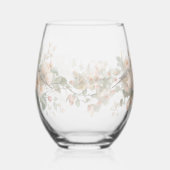 Wedding floral bird Elegant Simple Minimal Simple  Wijnglas Zonder Voet (Links)