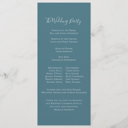 Wedding Floral Blue Hydrangea Ceremony Programme Programmakaart (Achterkant)