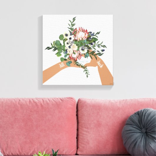 Wedding Floral Bouquet Art Names Canvas Afdruk (Insitu (Woonkamer))